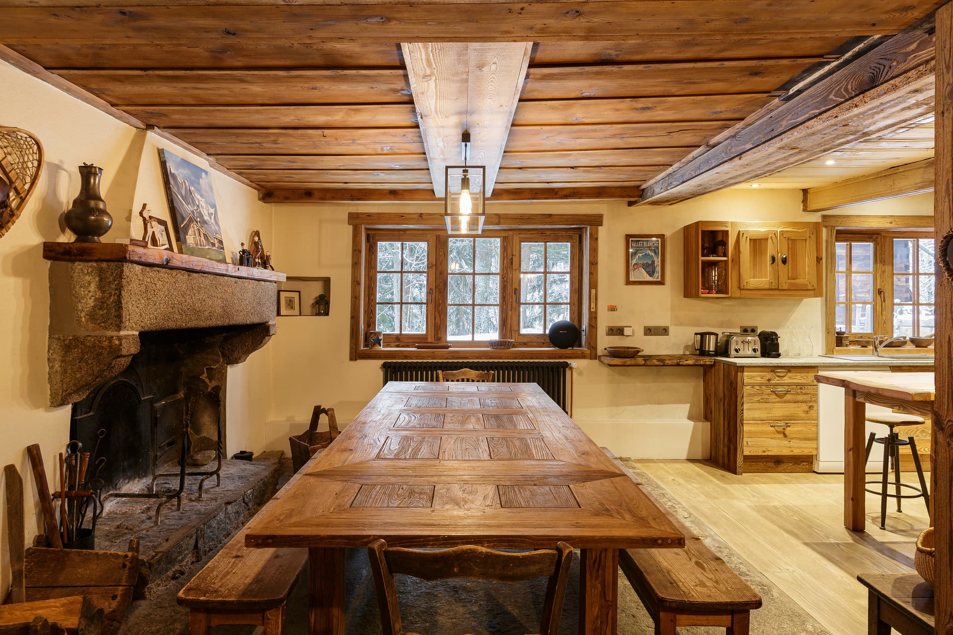 Vue depuis le balcon du chalet Le Solerey sur le Mont-Blanc