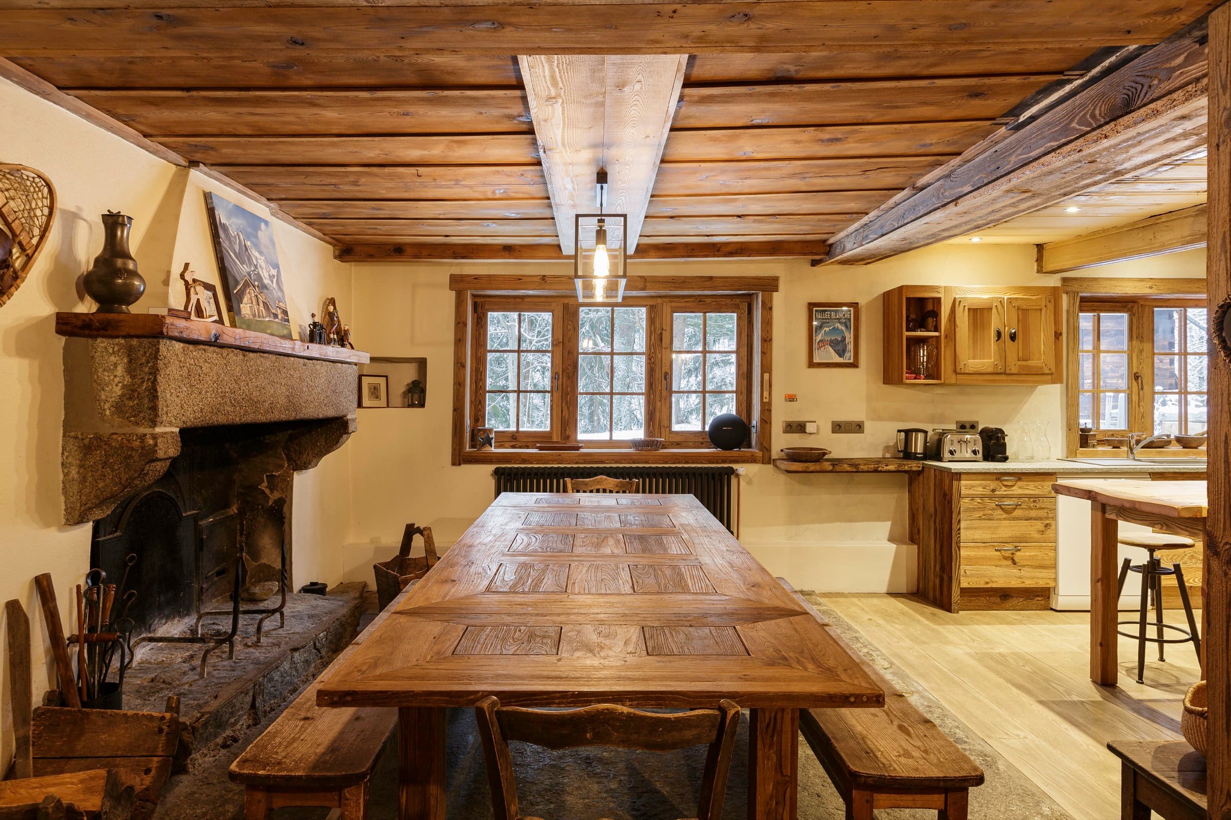 Vue depuis le balcon du chalet Le Solerey sur le Mont-Blanc